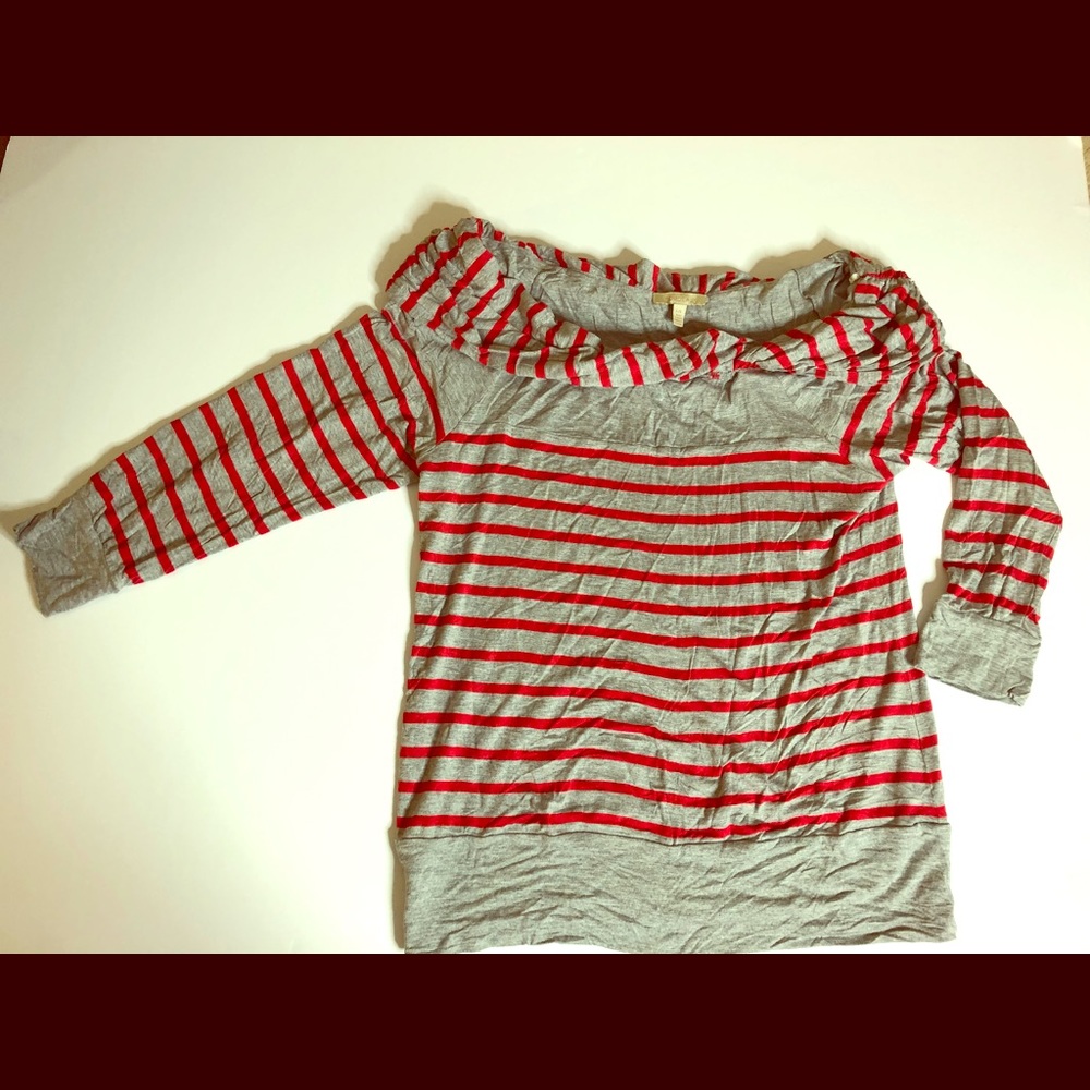 Anthropologie gray with red striped shirt